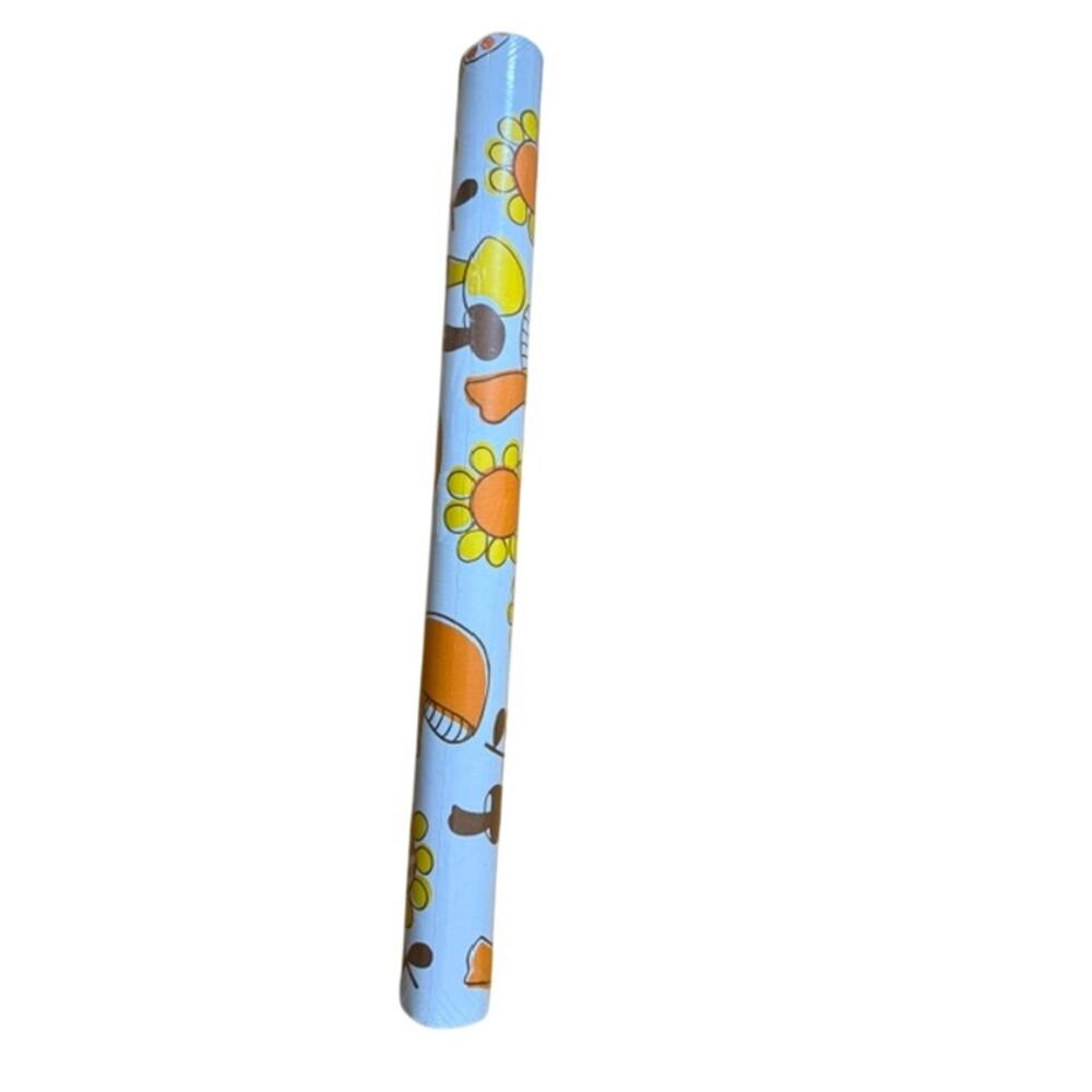 Vtg Mushroom Floral Contact Paper Vinyl Self Adhesive A-21 80's 3 yrds x 18